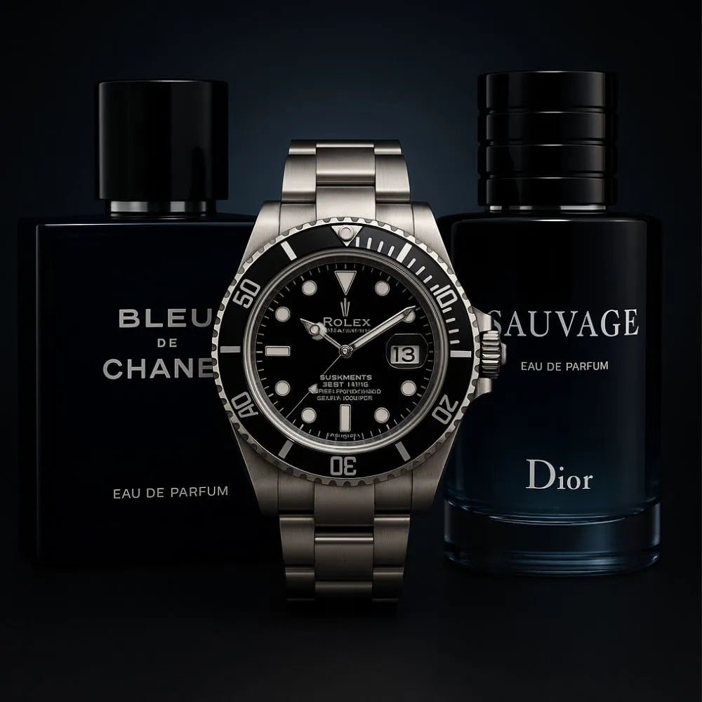 ✨ Kit Exclusivo: Bleu de Chanel + Sauvage + Reloj Submariner Plata Negro